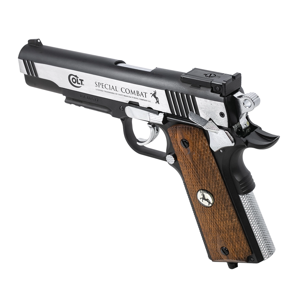 Пистолет пневматический Colt Special Combat (никель с пластиковыми накладками под дерево). Фото №4