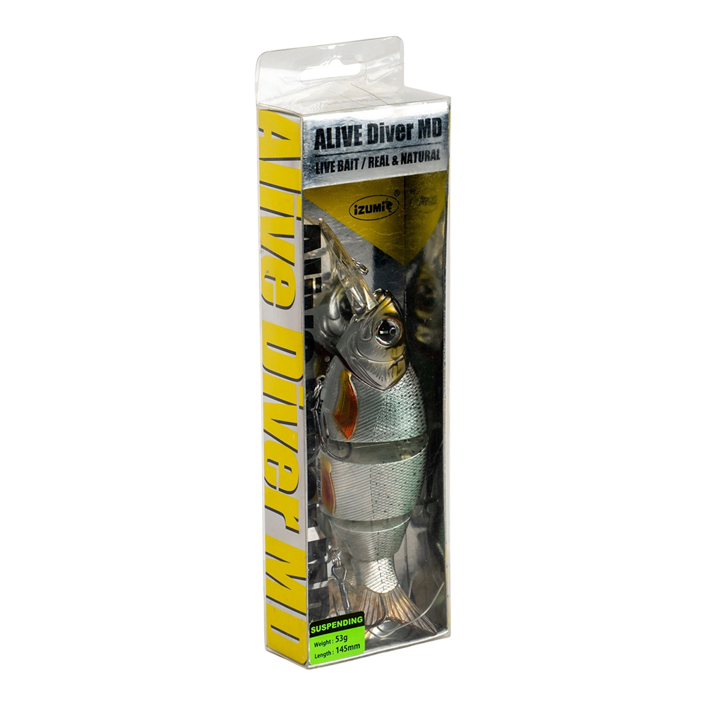 Воблер IZUMI 5 section white fich 145 MD (SUSPENDING) вес 53г, заглубление (1,8м-2,1м), цвет 01. Фото №2