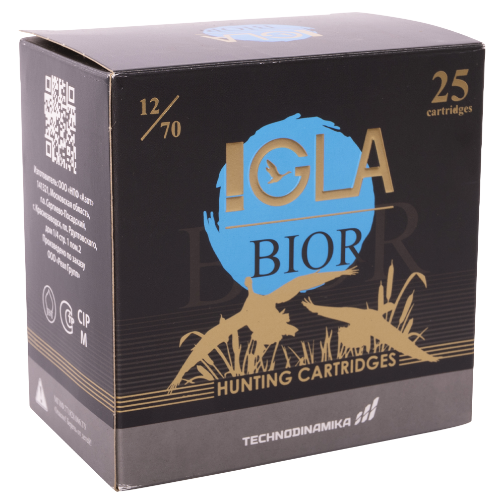 Патрон "IGLA-BIOR" 12/70 №3 36г (пачка 25шт, короб., 250). Фото №4