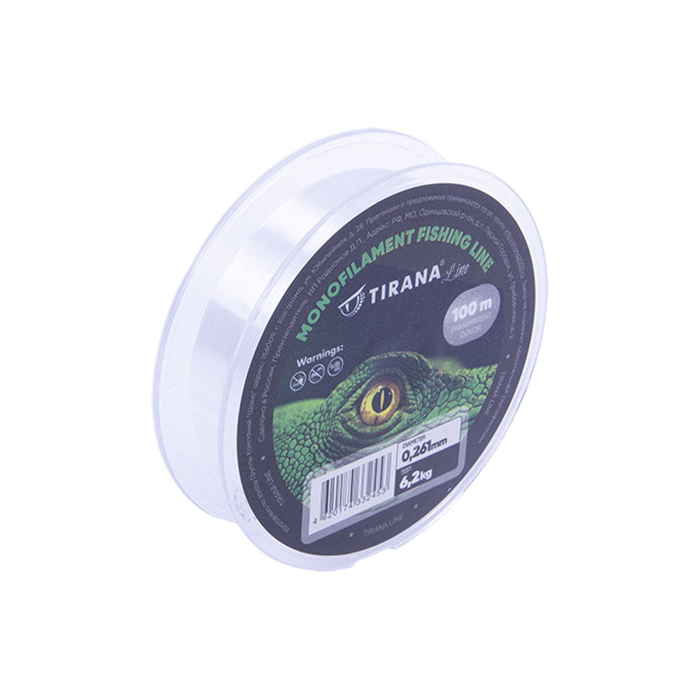 Леска монофильная прозрачная TIRANA LINE 100м - 0,261. Фото №2 Леска монофильная прозрачная TIRANA LINE 100м - 0,261. Фото №2