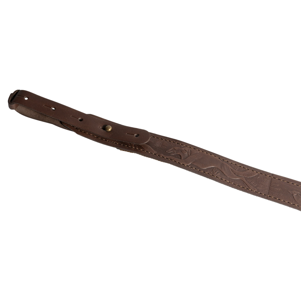 Ремень погонный с противоскользящей стропой с регулировкой (кожа, коричневый) (Хольстер). Фото №3