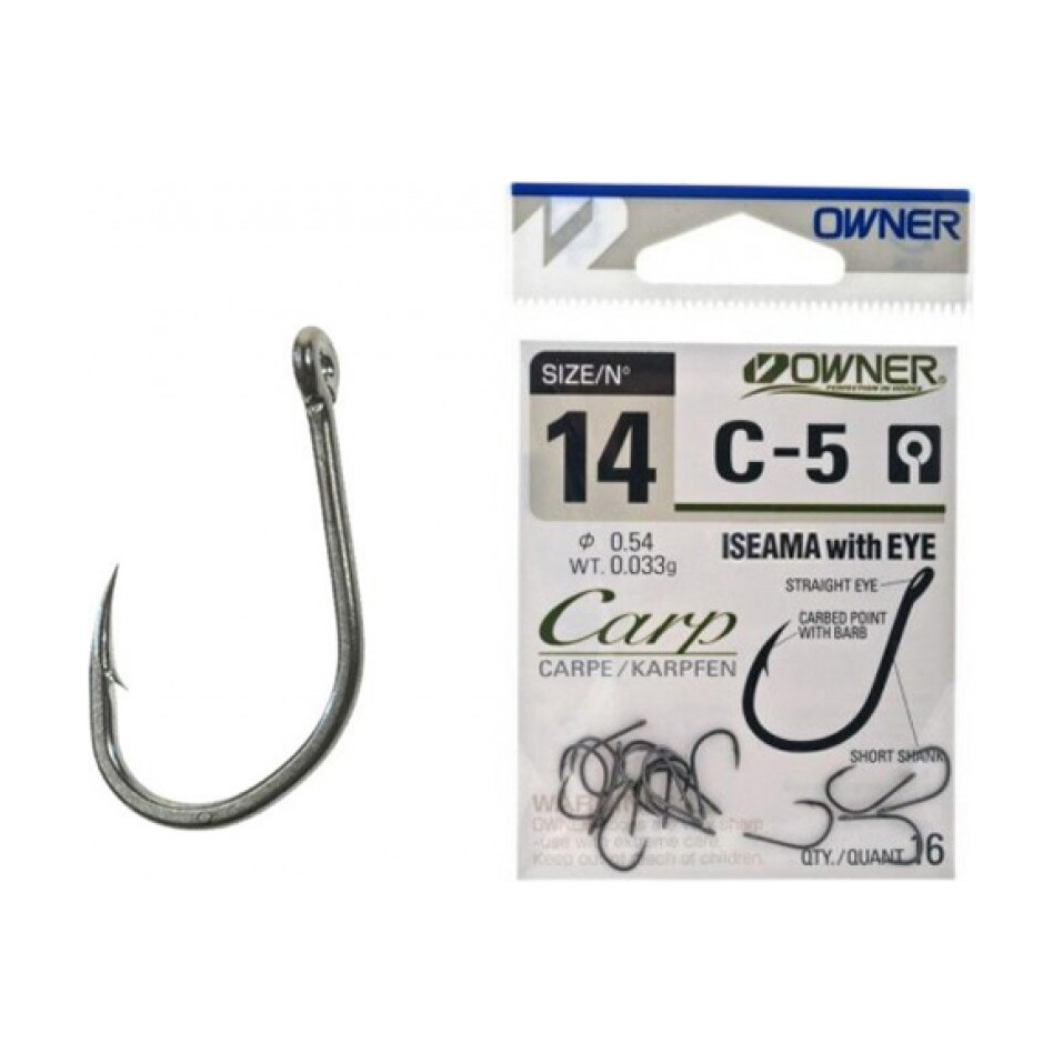 Крючок Owner Carp C-5 Iseama with Eye №10. Фото №2