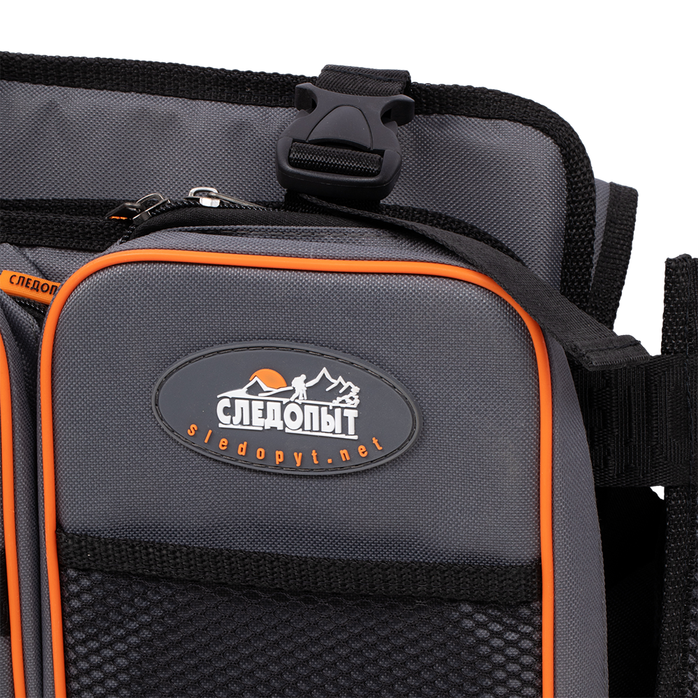 Сумка-рюкзак "СЛЕДОПЫТ" для зимнего ящика универсальная, 4 кармана, цвет серый. Фото №2