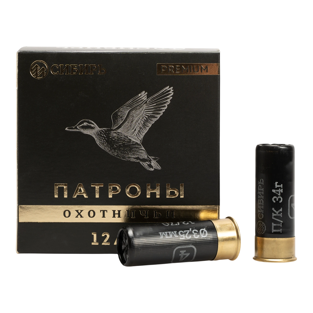 Патрон СИБИРЬ PREMIUM 12/70 охотничий дробовой 32г №0 б/к (CX-2000) (пачка 25 шт) (в коробке 250шт). Фото №1