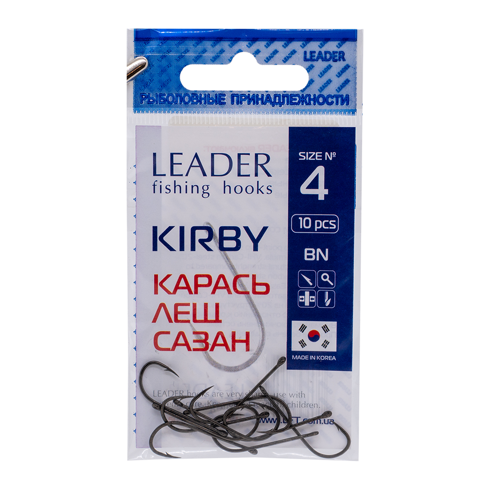 Крючки Leader KIRBY, color BN, №4 (10шт). Фото №1 Крючки Leader KIRBY, color BN, №4 (10шт). Фото №1