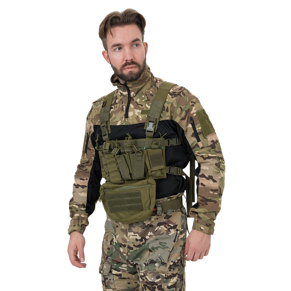 Разгрузка Remington нагрудная тактическая с подсумкой Rifle Tactical Vest Army Green. Фото №1