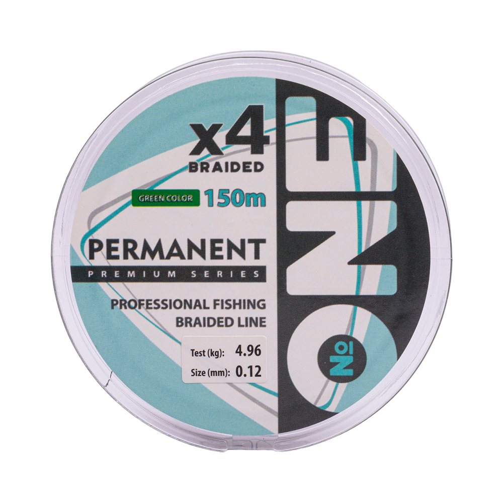 Плетеная леска №ONE PERMANENT Х4-150 (green) d0.12. Фото №1