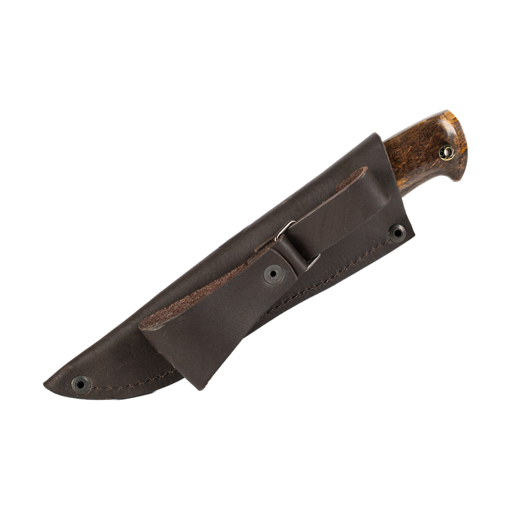 Нож МС "Соболь" сталь М390, мельхиор, рукоять из стабилизированной карельской березы (набор). Фото №9