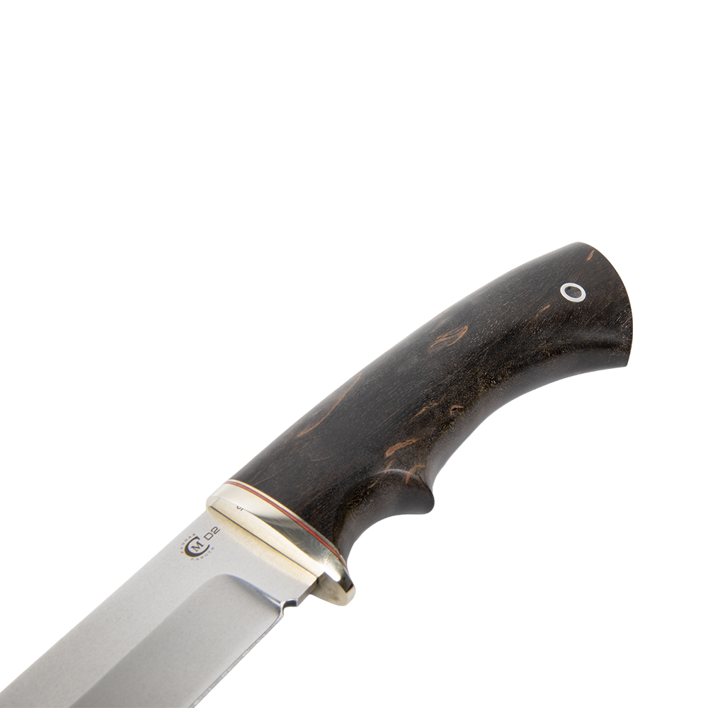 Нож МС Егерь, клинок D2, литье мельхиор, стабилизированная карельская береза. Фото №5