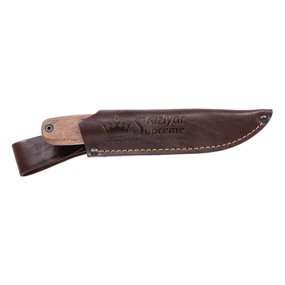 Нож Kizlyar Supreme Colada, клинок AUS-10Co StoneWash, Walnut Handle, Leather Sheath. Фото №4