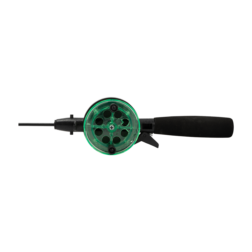 Удочка зимняя "Техно", диаметр катушки 65 мм, с неопреновой ручкой (хлыст стекловолокно) зеленая. Фото №2