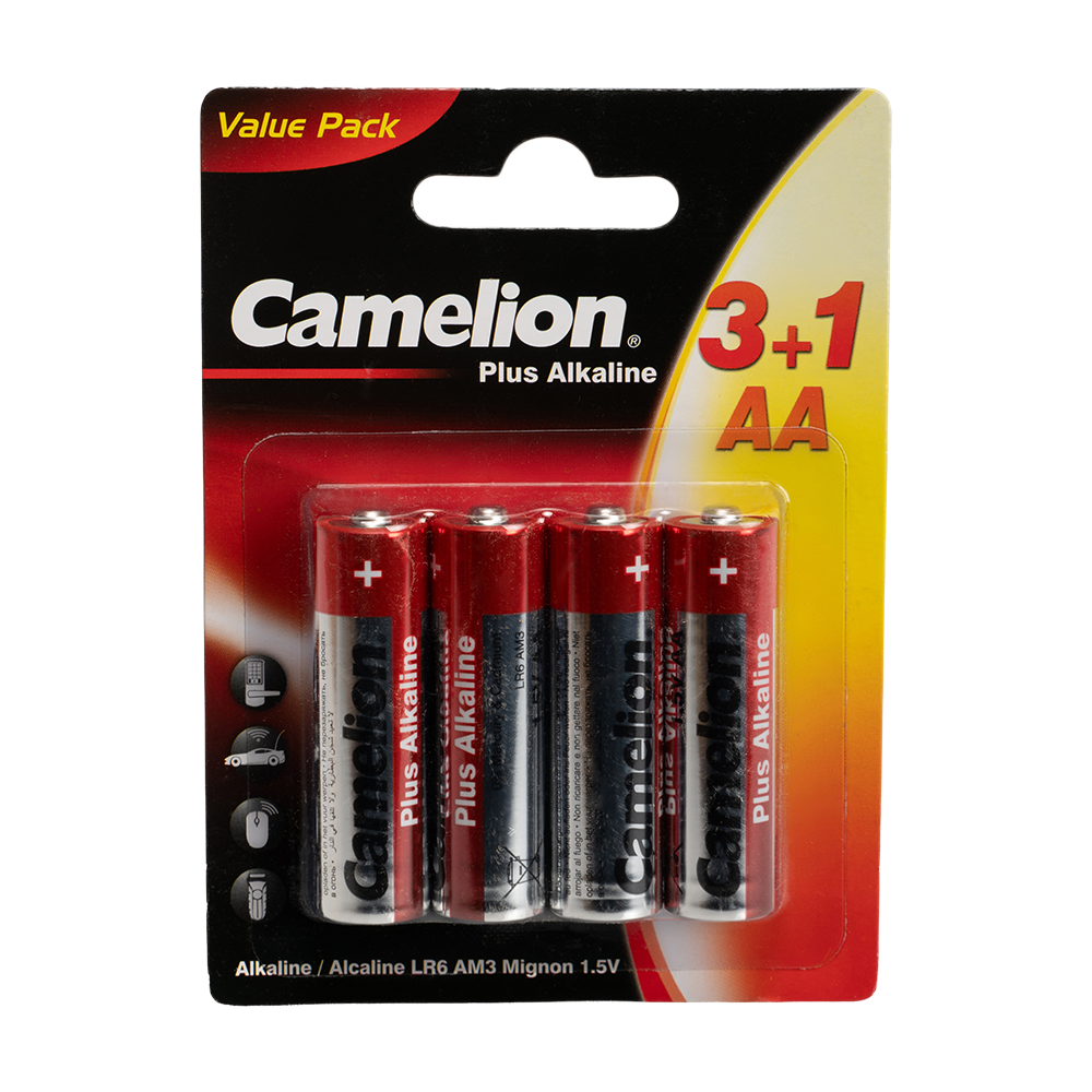 Батарейка Camelion Plus Alkaline LR6 BP3+1 (3+1LR6-BP, батарейка,1.5В). Фото №1