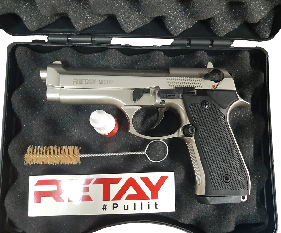 Пистолет охолощенный RETAY MOD92, (Beretta 92), Сатин, калибр 9mm. P.A.K. Фото №4