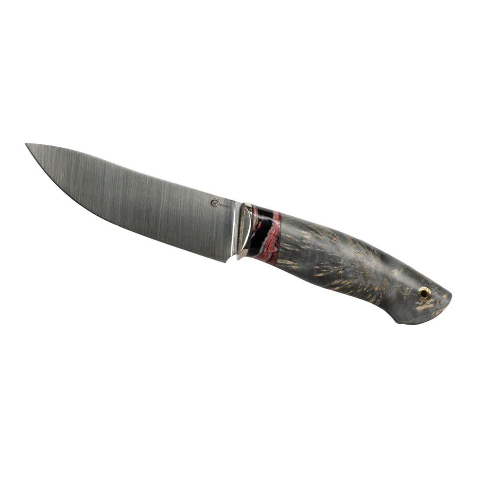 Нож МС Кайман, клинок М390, мельхиор, зуб мамонта, стаб. кап клена. Фото №1 Нож МС Кайман, клинок М390, мельхиор, зуб мамонта, стаб. кап клена. Фото №1