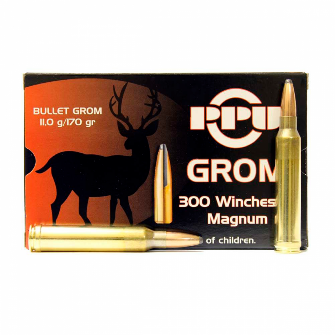 Патрон нарезной PARTIZAN PPU калибр 300 WIN MAG GROM 11,0 гр. (в пачке 20 шт.). Фото №1