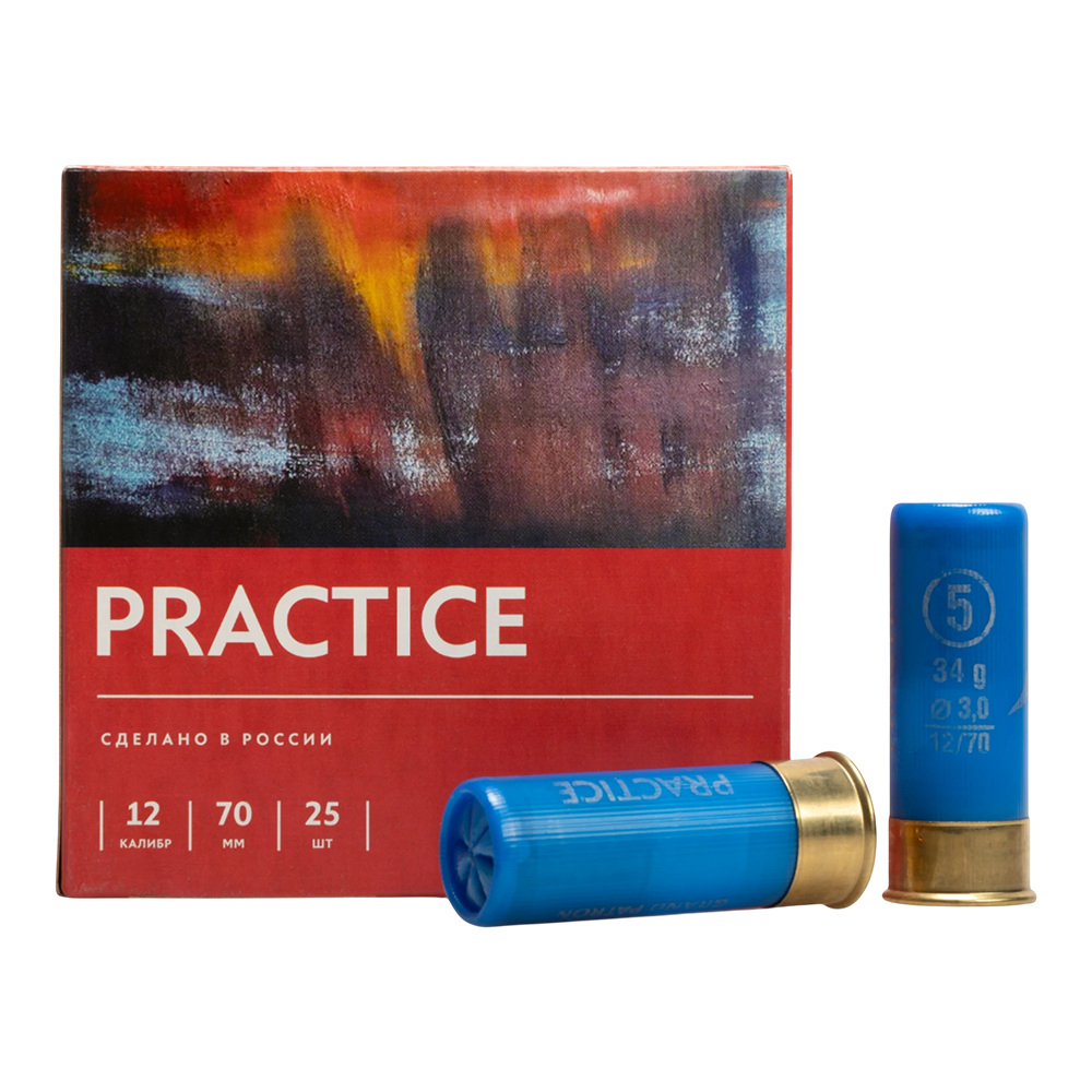 Патрон «Grand Patron» 12/70 №5 34гр. PRACTICE (пачка 25 шт.) (в коробке 250 шт.). Фото №1 Патрон «Grand Patron» 12/70 №5 34гр. PRACTICE (пачка 25 шт.) (в коробке 250 шт.). Фото №1