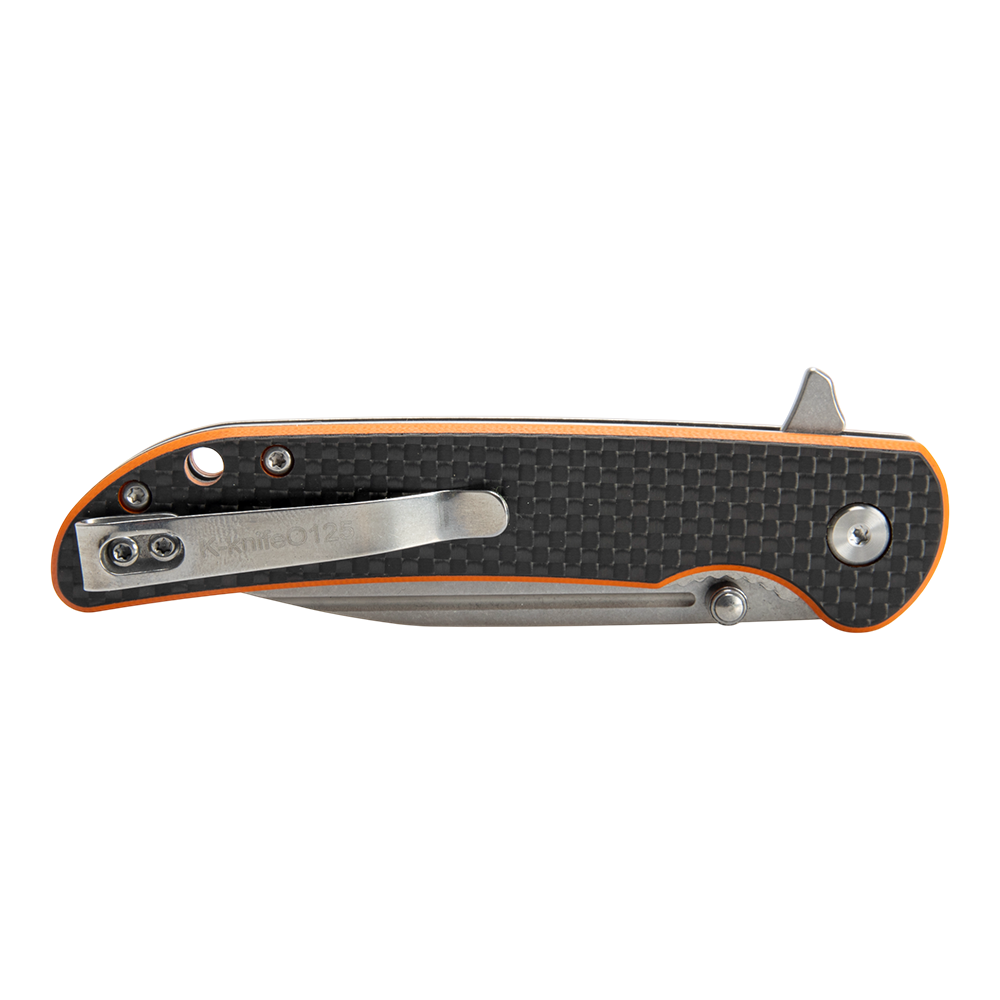 Нож складной Kranch O-125, клинок AUS8, рукоять G10 orange, carbon. Фото №3