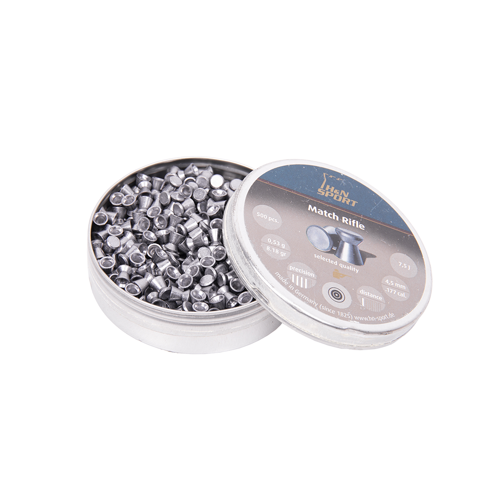 Пуля пневматическая "H&N Match Rifle", для винтовки, гладкоствольная, 4,5 мм., 8,18 гран (500 шт.). Фото №2 Пуля пневматическая "H&N Match Rifle", для винтовки, гладкоствольная, 4,5 мм., 8,18 гран (500 шт.). Фото №2