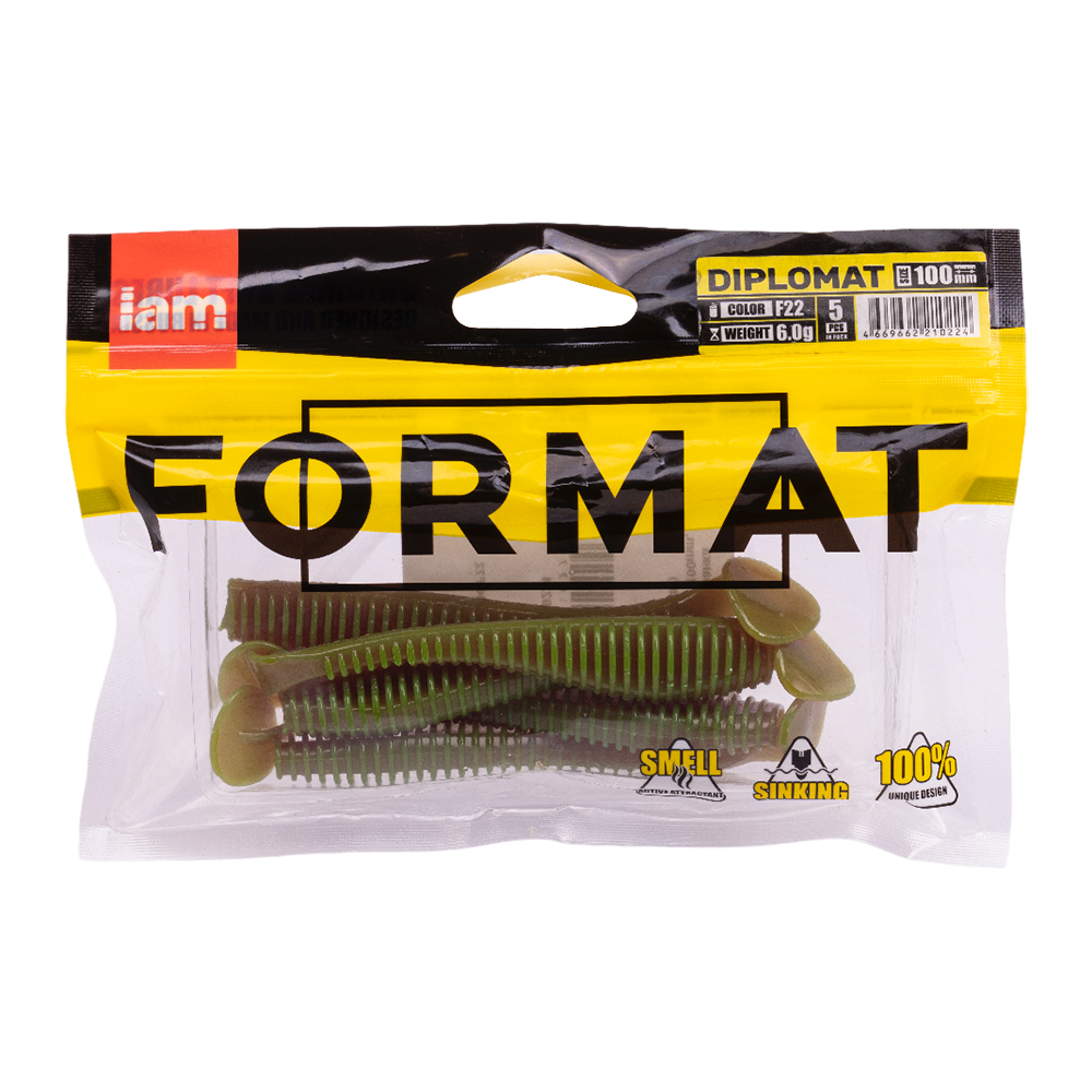 Силиконовая приманка FORMAT DIPLOMAT 100mm, цвет F22, (5шт). Фото №5