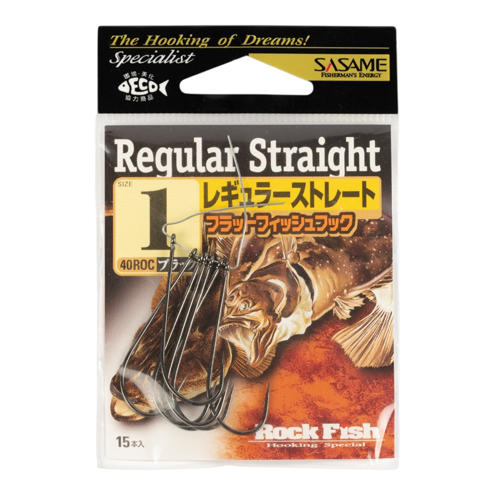 Крючок офсетный прямой SASAME 40ROC #1 (15 шт.). Фото №1 Крючок офсетный прямой SASAME 40ROC #1 (15 шт.). Фото №1