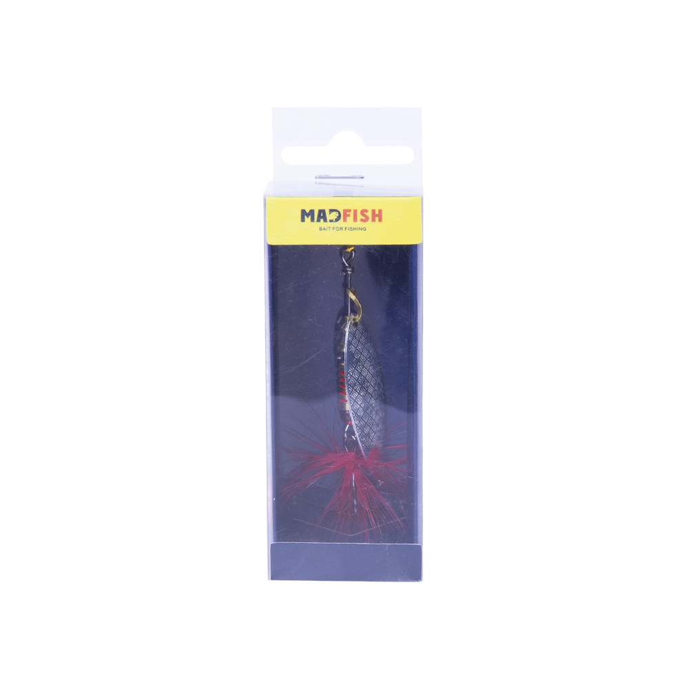 Блесна вращающаяся MADFISH Aglia Long №2, 7гр, цвет (Silver-red-dot). Фото №1