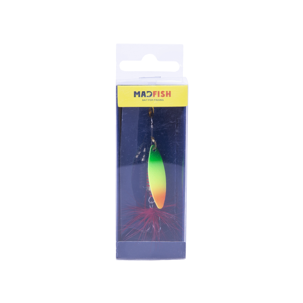 Блесна вращающаяся MADFISH Aglia Long №1, 6гр, цвет (Rainbow). Фото №1