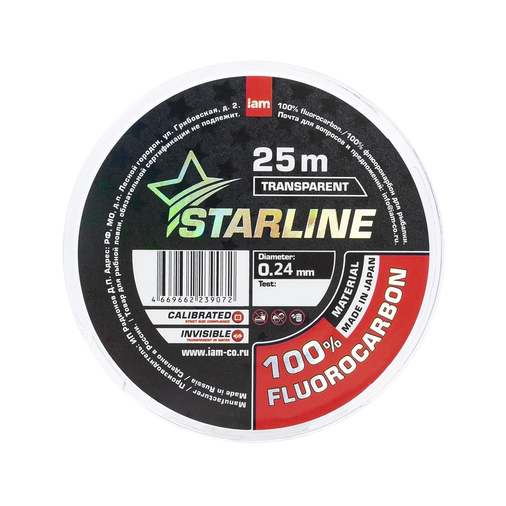 Флюорокарбон STARLINE 100% FLUOROCARBON 25m (transparent) d0.24. Фото №2 Флюорокарбон STARLINE 100% FLUOROCARBON 25m (transparent) d0.24. Фото №2