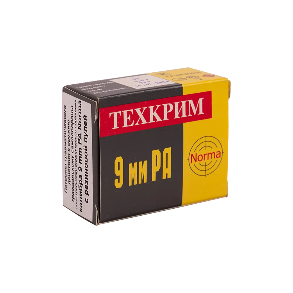Патрон ООП Техкрим 9мм РА 60Дж с резиновой пулей Тренировочные ( в пачке 20 шт.) (в коробке 1600 шт.). Фото №1 Патрон ООП Техкрим 9мм РА 60Дж с резиновой пулей Тренировочные ( в пачке 20 шт.) (в коробке 1600 шт.). Фото №1