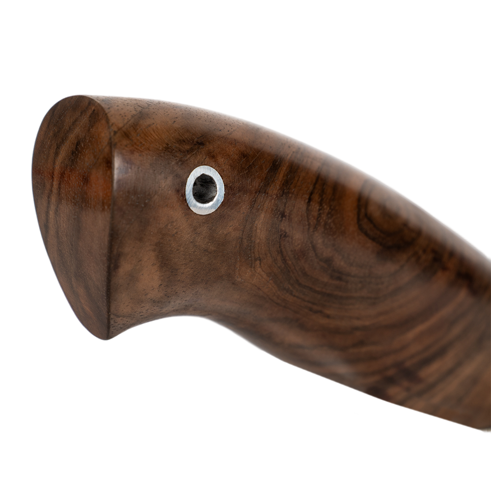 Нож МС "Разделочный", кованая сталь, ХВ5, лит. мельхиор, орех (кап). Фото №4