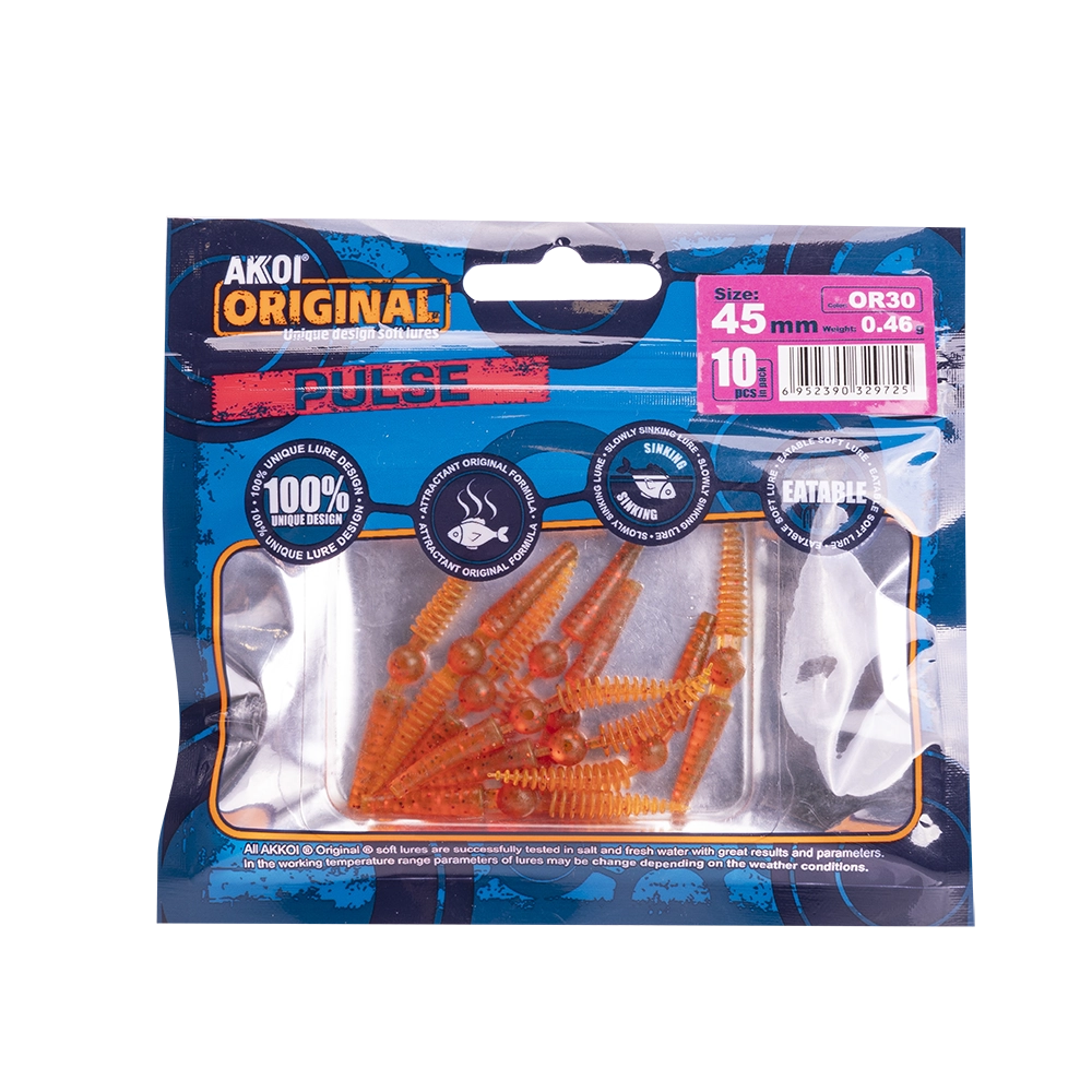 Силиконовая приманка AKKOI PULSE 45mm цвет OR30 (уп. 10 шт). Фото №3 Силиконовая приманка AKKOI PULSE 45mm цвет OR30 (уп. 10 шт). Фото №3