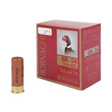 Патрон BORNAGHI Deluxe 34 дробь №5 12/70, 34гр.(в пачке 25шт) (в коробке 250шт). Фото №1 Патрон BORNAGHI Deluxe 34 дробь №5 12/70, 34гр.(в пачке 25шт) (в коробке 250шт). Фото №1