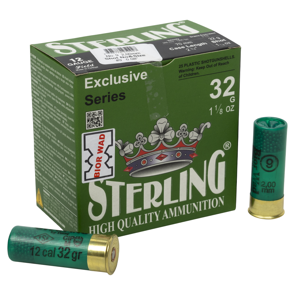 Патрон STERLING 12/70 Bior № 9 32 гр. (в пачке 25 шт.). Фото №1 Патрон STERLING 12/70 Bior № 9 32 гр. (в пачке 25 шт.). Фото №1