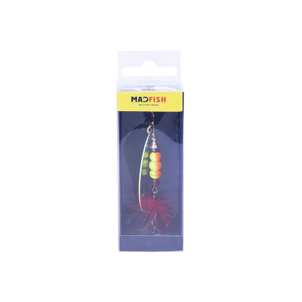 Блесна вращающаяся MADFISH Aglia Long №3, 11,5гр, цвет (Rainbow). Фото №1