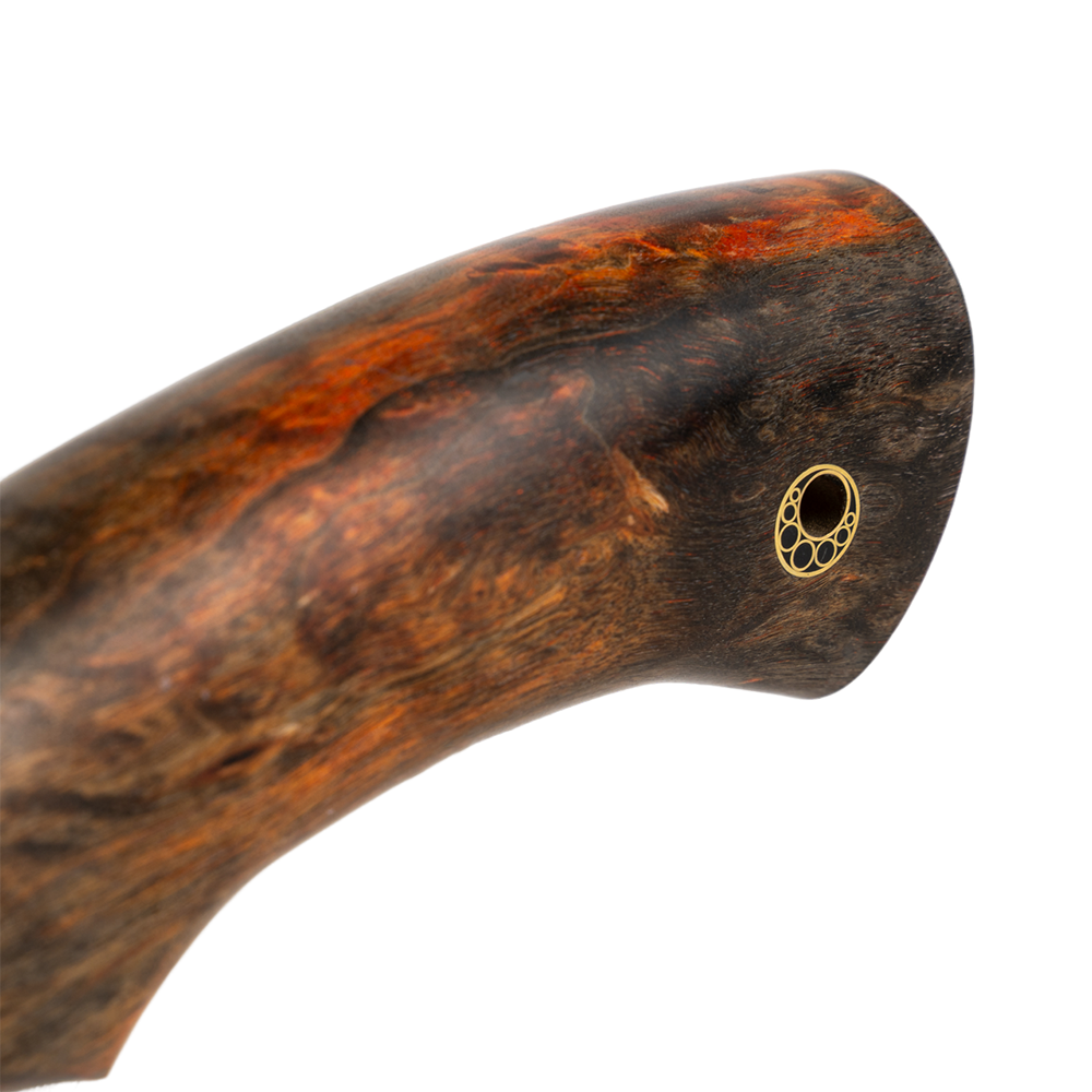 Нож МС "Разделочный" сталь М390, мельхиор, рукоять из стабилизированной карельской березы (набор). Фото №7