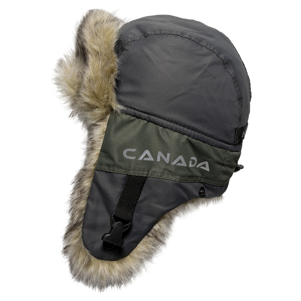 Шапка ушанка Huntsman Канада (цвет Хаки/Графит, ткань Оксланд). Фото №4