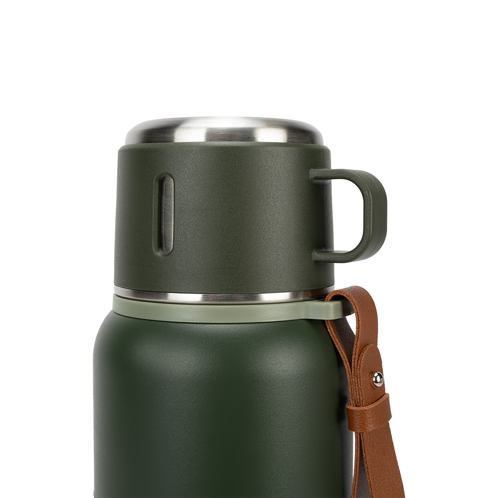 Термос 900ML хаки (пробка-ситечко, крышка-кружка, ремешок) TONAR. Фото №3
