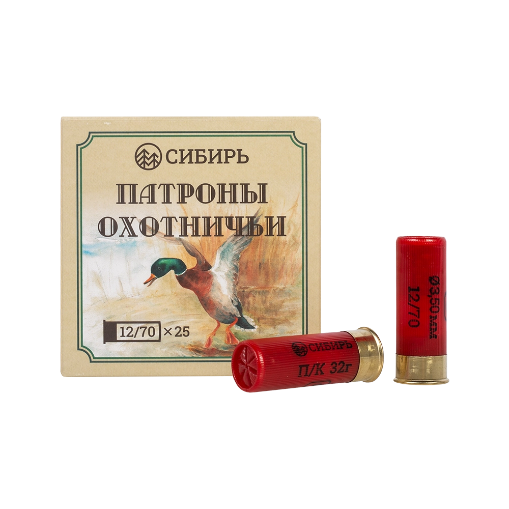 Патрон СИБИРЬ 12/70 охотничий дробовой 32г №3 (в пачке 25 шт) (в коробке 250шт). Фото №2