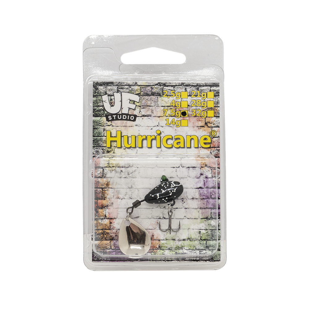 Тейл-спиннер UF Studio Hurricane 20мм, 7,5гр, цвет (Black glitter). Фото №2