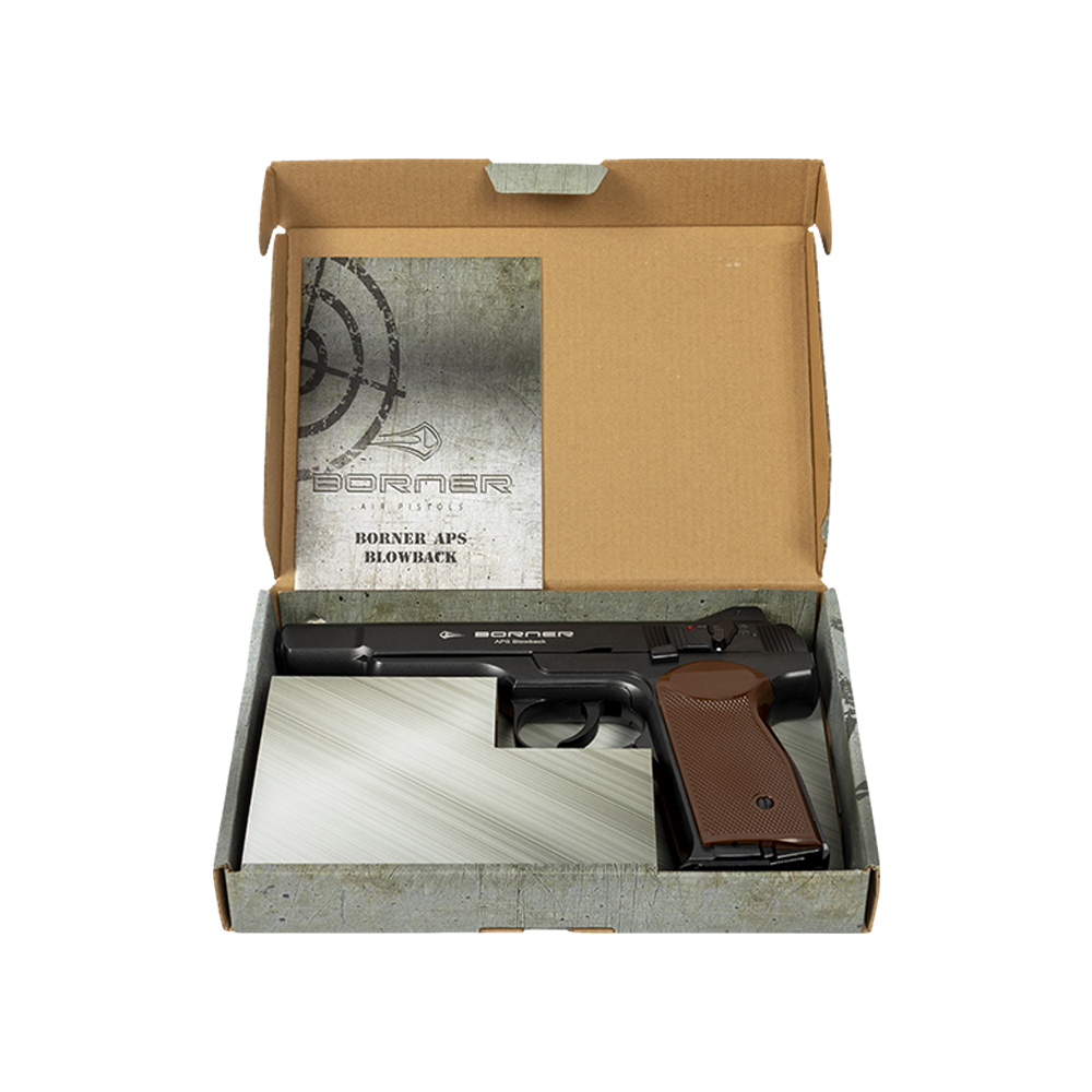 Пистолет пневматический BORNER APS Blowback Black, калибр 4,5 мм/BBs . Фото №4 Пистолет пневматический BORNER APS Blowback Black, калибр 4,5 мм/BBs . Фото №4