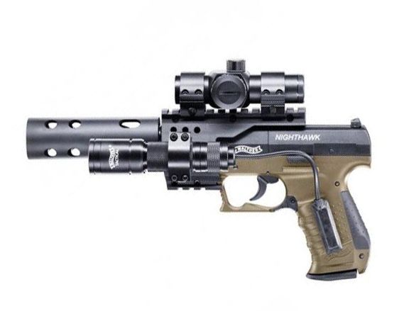 Пистолет пневматический Walther Night Hawk green (коллиматор, чёрный с зелёной рукояткой). Фото №2 Пистолет пневматический Walther Night Hawk green (коллиматор, чёрный с зелёной рукояткой). Фото №2