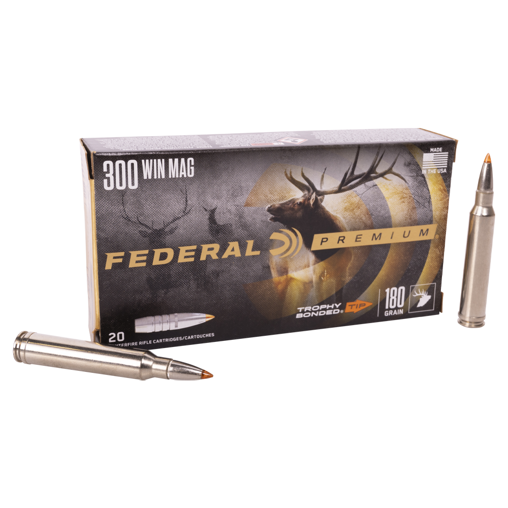 Патрон нарезной FEDERAL калибр 300 WIN MAG 11.7гр.180GR PREM. TR BONDED TIP (в пачке 20 шт.). Фото №1
