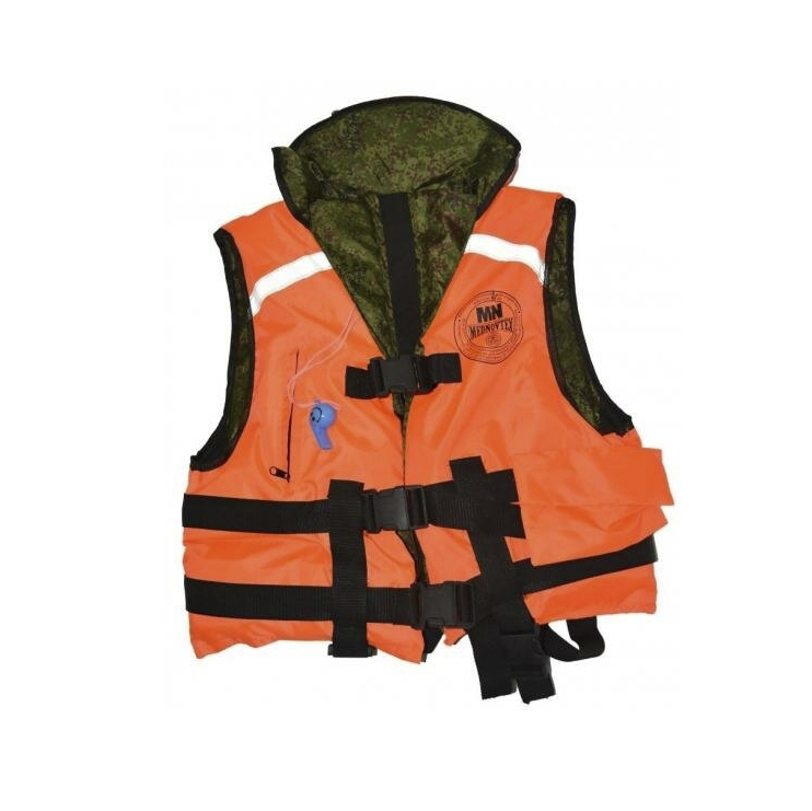 Спасательный жилет MEDNOVTEX двухсторонний (камуфляж/оранжевый) 80 кг. Фото №1