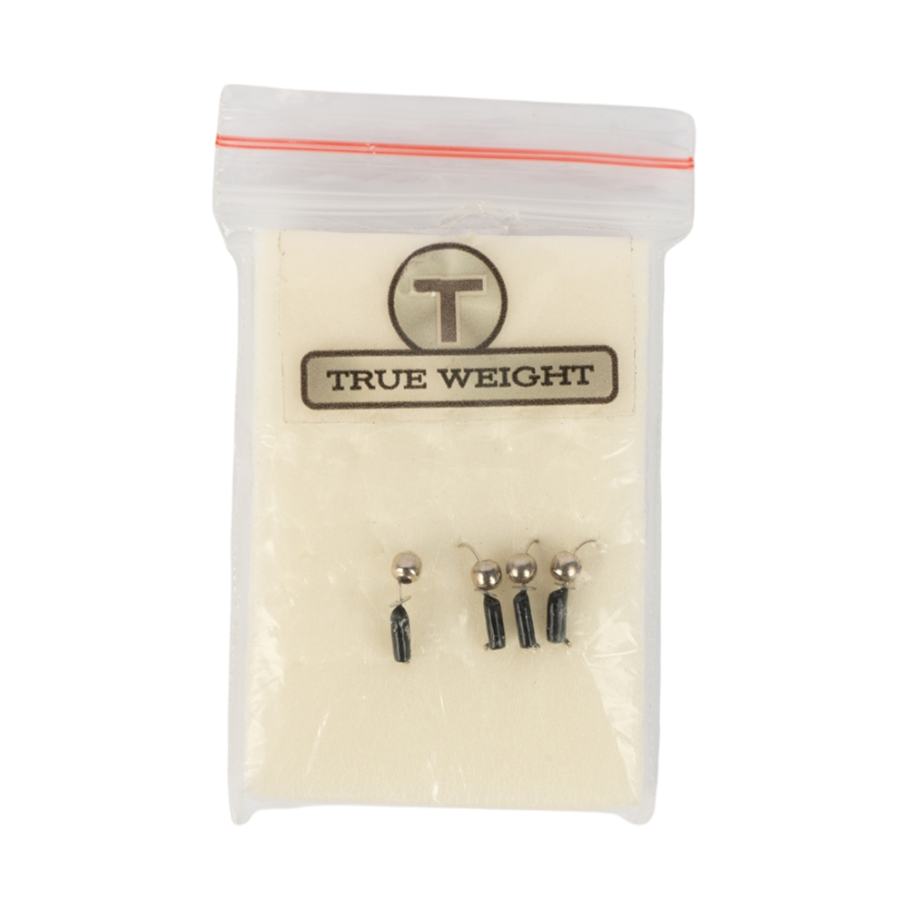 Мормышка вольфрамовая Trye Weight черная "Гвоздешарик" d2,0мм шарик, серебро, паетка (10шт). Фото №1