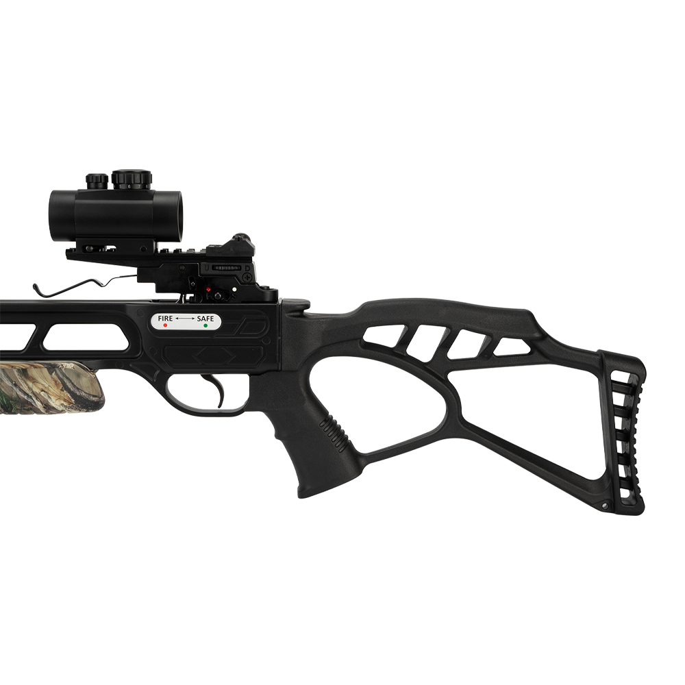 Арбалет рекурсивный Man Kung 185, forest camo, 4 стрелы, натяжитель, ремень, кивер. Фото №5