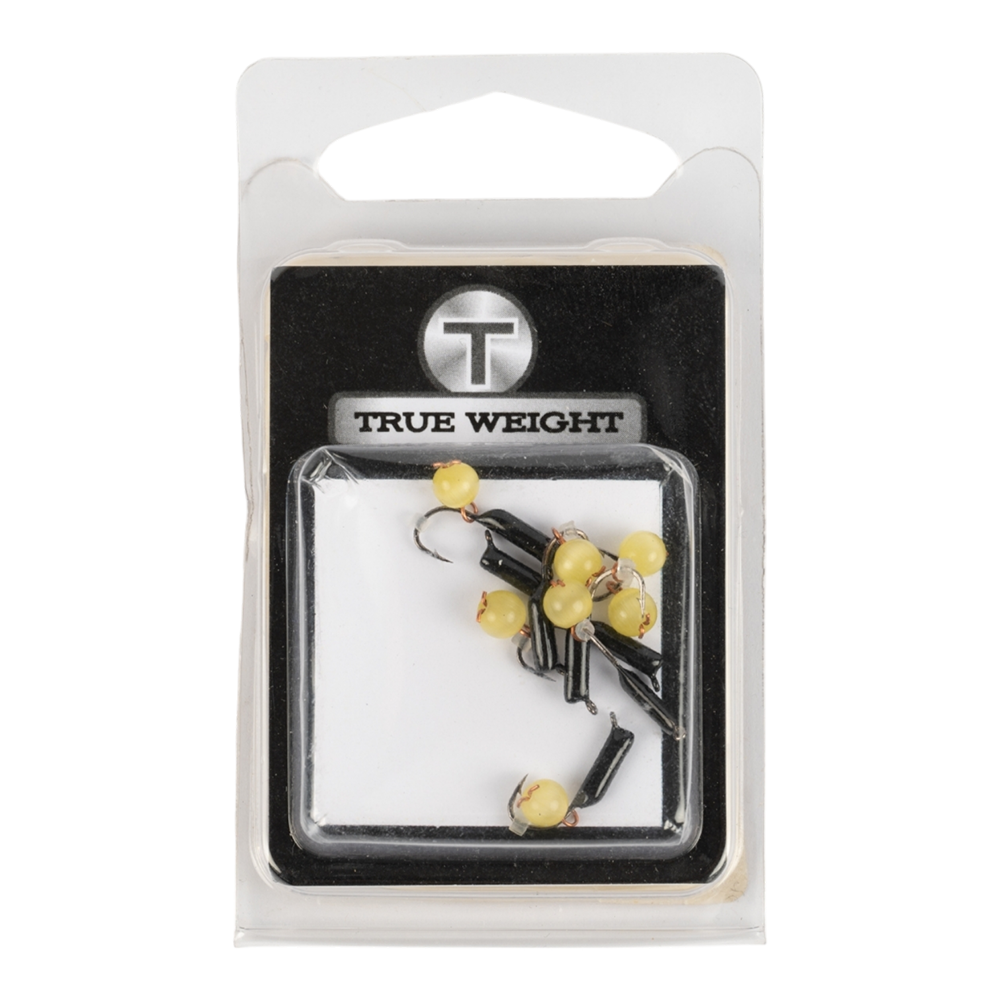 Мормышка вольфрамовая Trye Weight черная "Гвоздешарик" d1,5мм кошачий глаз, салатовый (10шт). Фото №1