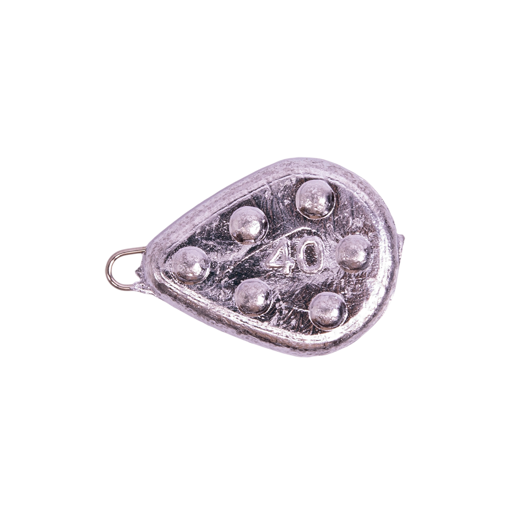 Груз "Капля плоская с шипами и ушком" 40 гр.. Фото №1