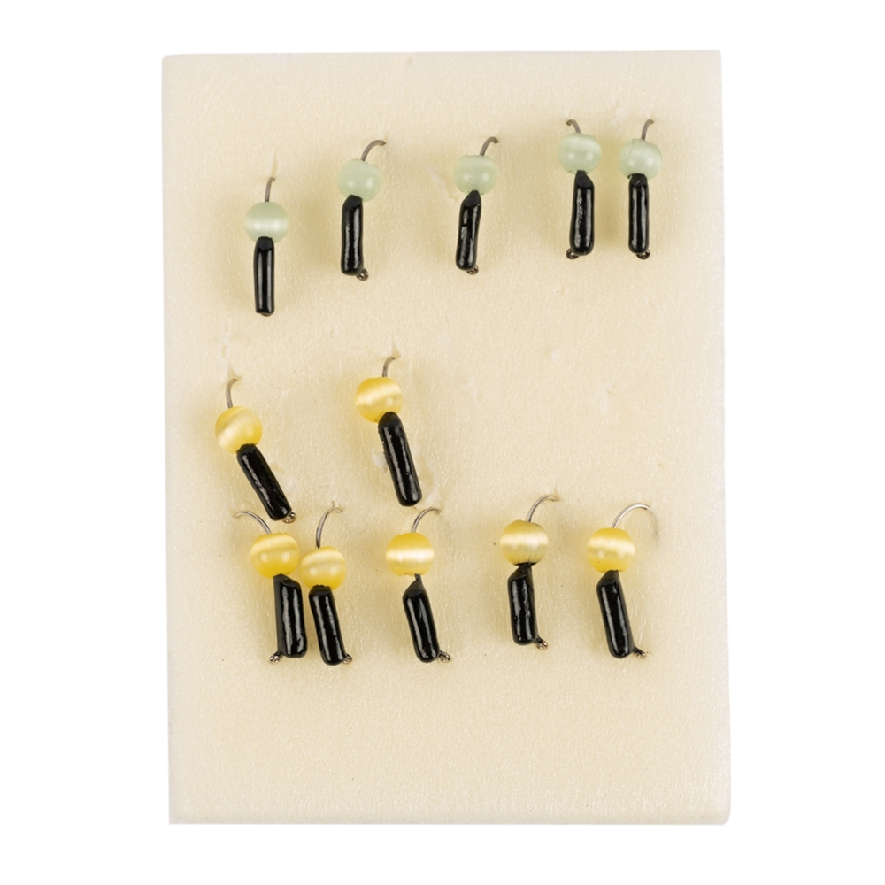 Мормышка вольфрамовая Trye Weight черная "Гвоздешарик" d2,0мм кошачий глаз, желтый (10шт). Фото №2 Мормышка вольфрамовая Trye Weight черная "Гвоздешарик" d2,0мм кошачий глаз, желтый (10шт). Фото №2