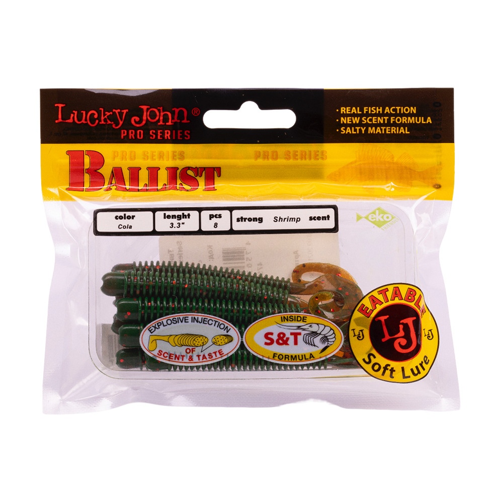 Твистер Lucky John Pro Series Ballist 3,3" 84мм, (8шт. упак.) цвет PA16. Фото №5