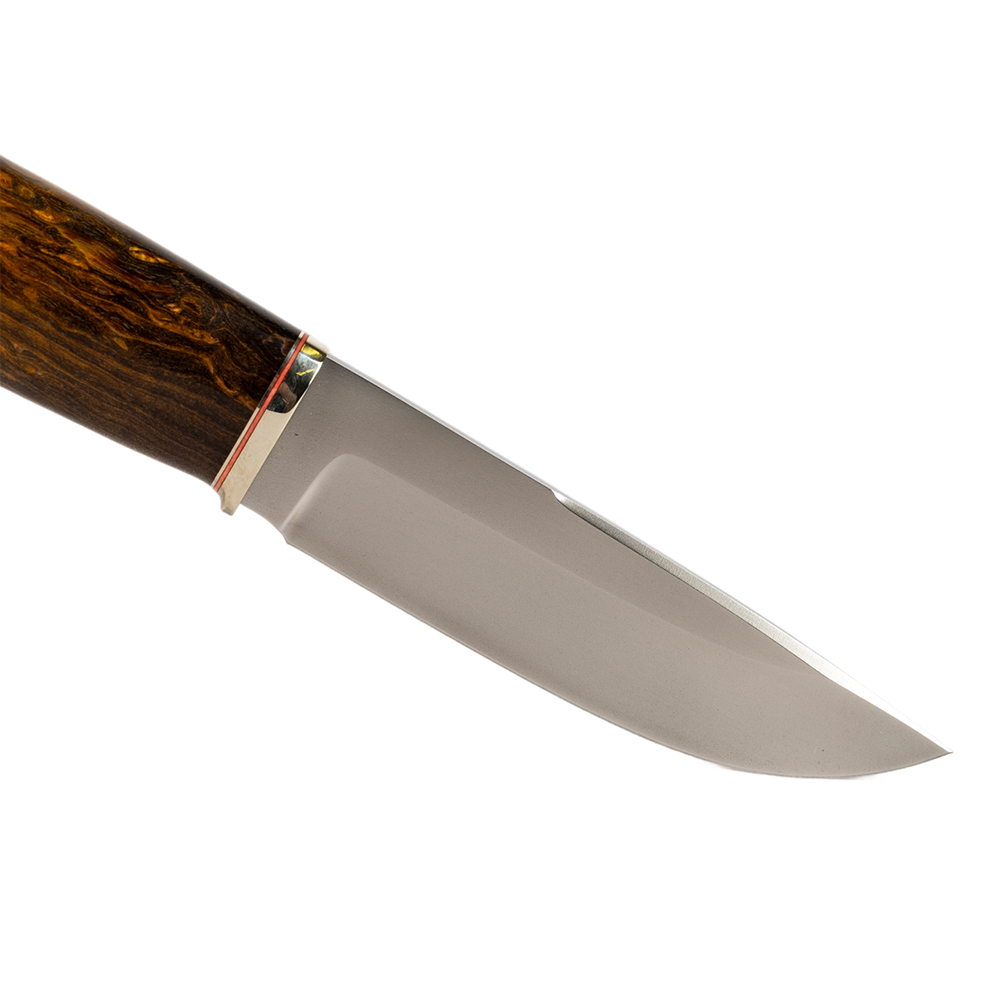 Нож МС "Соболь" сталь М390, мельхиор, рукоять из стабилизированной карельской березы (набор). Фото №3