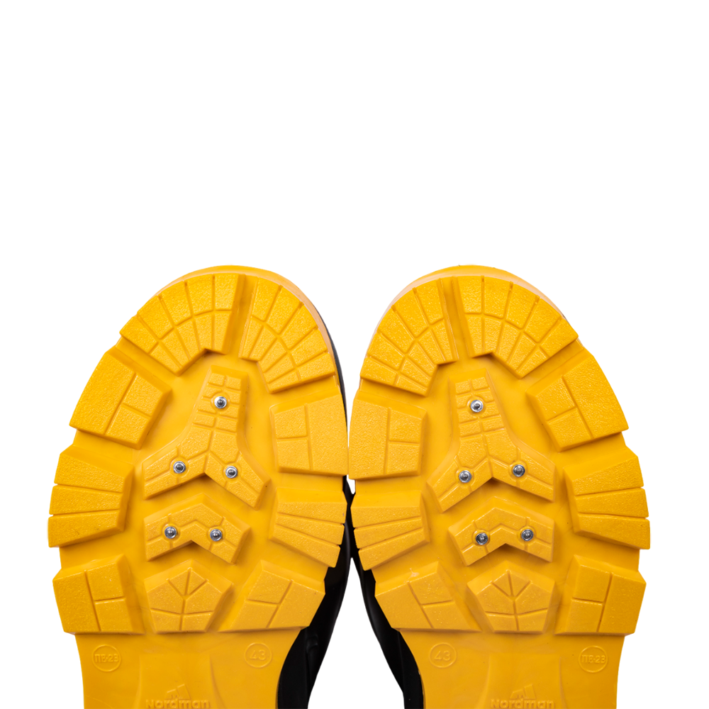 Сапоги NORDMAN QUADDRO с защищенной подошвой ТЭП и шипами, черно-желтые р. 43. Фото №9